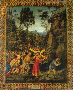 Andata al Calvario, 1513, tecnica ad olio su tavola, 51 x 42,5 cm., collezione Borromeo, Isola Bella, Lago Maggiore.